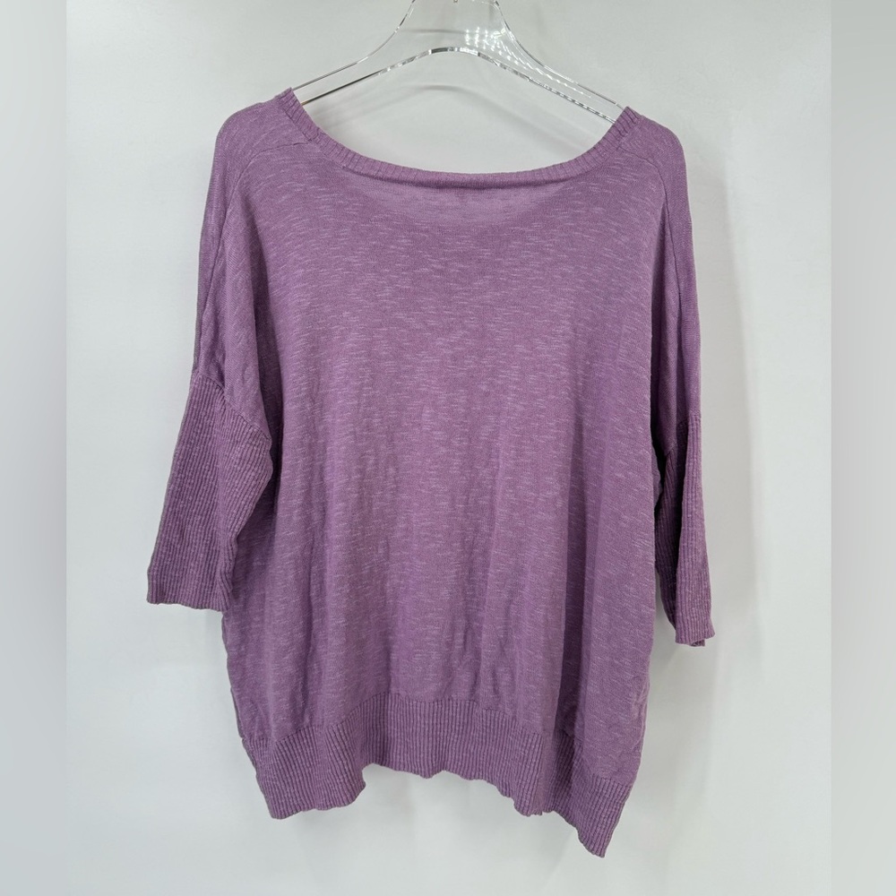 EILEEN FISHER‎ Lavender Dusk Purple Fine Gauge Linen Knit Box Sweater size M